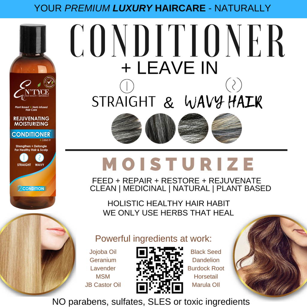 Rejuvenating Moisturizing Conditioner handmade plant-based herb-infused medicinal luxury hair care info card