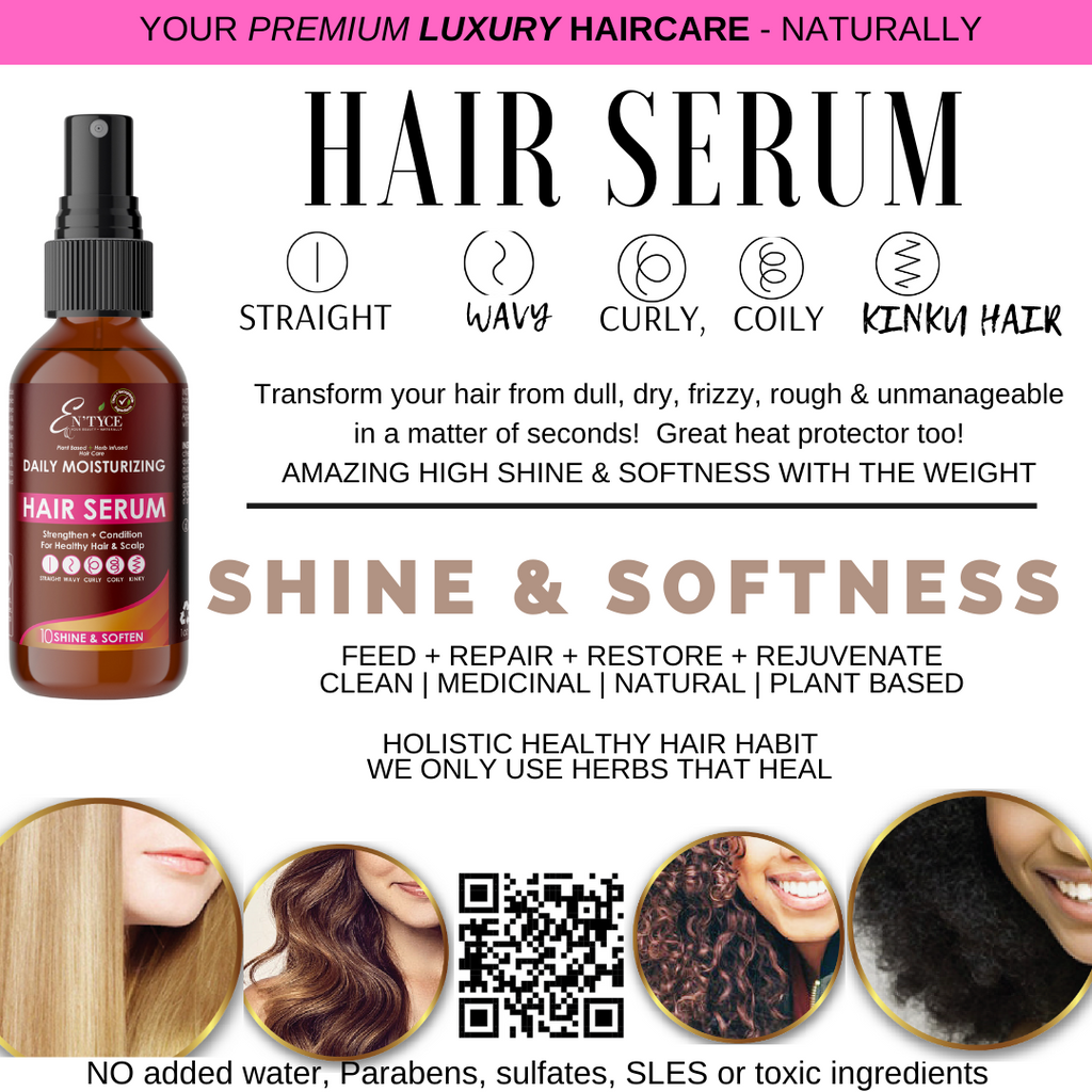 Daily Moisturizing Hair Serum handmade plant-based herb-infused medicinal luxury hair care - Data Sheet