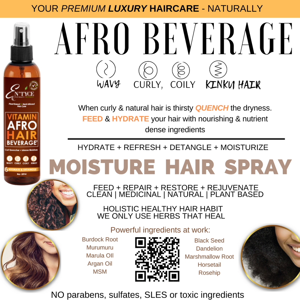 Vita(min) Afro Beverage handmade plant-based herb-infused medicinal luxury hair care data sheet quench dryness