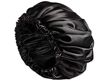 Black Satin Hair Bonnet helps protect hair and bed head Great to use with En'tyce plant-based herb-infused medicinal luxury hair care.
