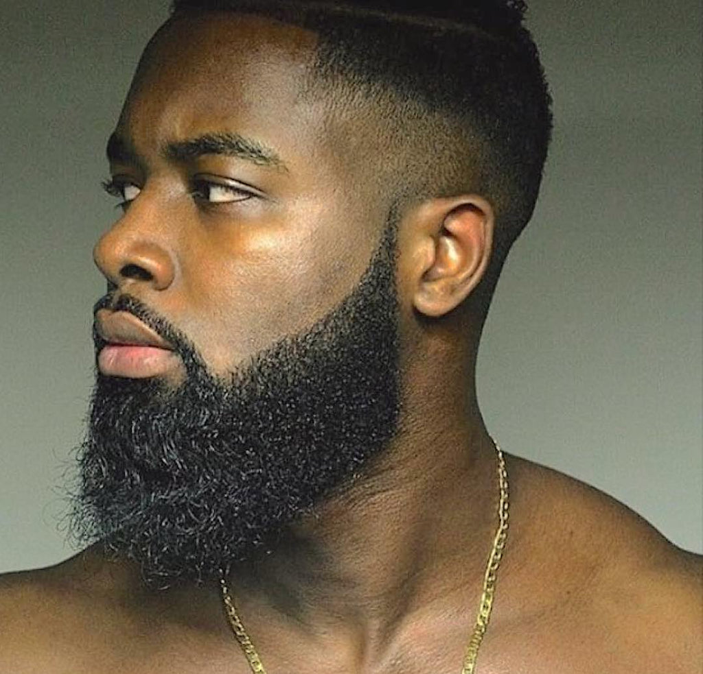 african american man side view with beard Entyce handmade plant-based herb-infused medicinal luxury hair care